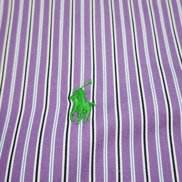 Ralph Lauren Classic Fit Purple & Black Button Up Shirt Men's‎ SZ 17.5 34/35 - Picture 6 of 7